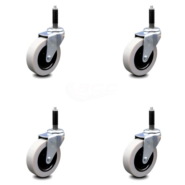 3 Inch Thermoplastic Rubber Wheel 3/4 Inch Expanding Stem Caster SCC, 4PK